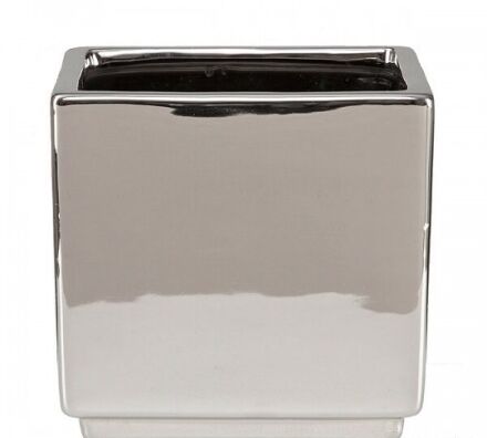 Кашпо для квітів Mirror Silver кераміка 11 дзеркальний куб 58686 Кашпо для квітів Mirror Silver кераміка 11 дзеркальний куб 58686