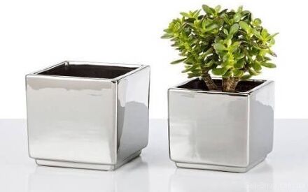 Кашпо для квітів Mirror Silver кераміка 11 дзеркальний куб 58686 Кашпо для квітів Mirror Silver кераміка 11 дзеркальний куб 58686