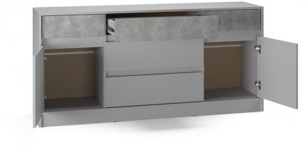 Великий комод із дверима та шухлядами Еверест Стайл-1600 160,2х39х75,4 см Кашемір/Бетон (DTM-071159)