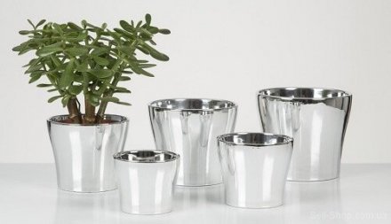 Кашпо для квітів Mirror Silver кераміка 13 дзеркальний 58689