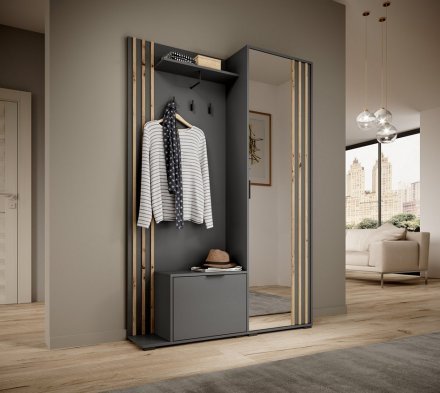 Передпокій з дзеркалом Perfect Home Неллі / Nelly 2-дверний Графіт/дуб артизан (PFH-091305)