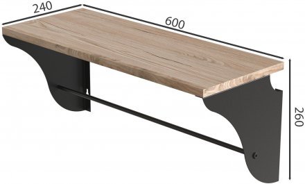 Настінна полиця Ferrum-decor Комфі 260x600x240 метал Чорний ДСП Дуб Сан-Марино 16 мм (FRD-102738) Настінна полиця Ferrum-decor Комфі 260x600x240 метал Чорний ДСП Дуб Сан-Марино 16 мм (FRD-102738)