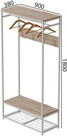 Вішалка модульна підлогова Ferrum-decor Треліс 15 180x90x38 білий ДСП Дуб Сан-Марино 16мм (FRD-104368)