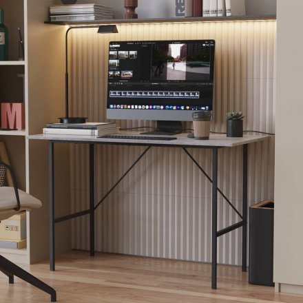 Стіл письмовий LINE Тайм Ferrum-decor 750x1200x500 Чорний метал ДСП Бетон 16 мм (FRD-104884)