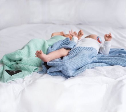 Бамбуковий плетений плед Classic 80х100 см Baby Blue lullalove-0379