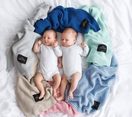 Бамбуковий плетений плед Classic 80х100 см Baby Blue lullalove-0379