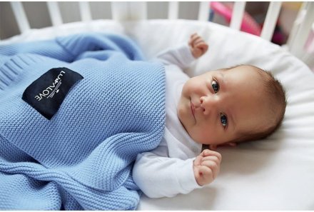 Бамбуковий плетений плед Classic 80х100 см Baby Blue lullalove-0379