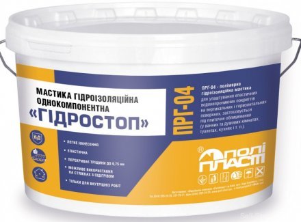 Мастика гідроізоляційна однокомпонентна Гідростоп ПРГ-04 5 л 7 кг