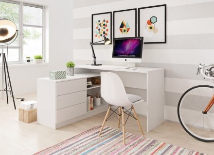 Стіл офісний письмовий Perfect Home Тео / Teo 3S/138 з 3 шухлядами Білий (PFH-091165)