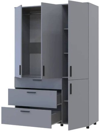Шафа для одягу Doros Торн Сірий 3 ДСП/3Ш (штанга) 135х51.6х200 (DRS-012065)