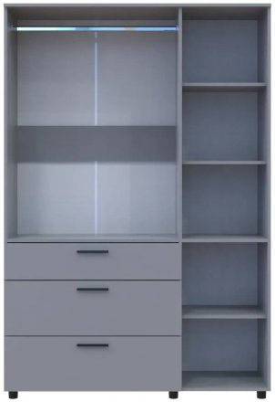 Шафа для одягу Doros Торн Сірий 3 ДСП/3Ш (штанга) 135х51.6х200 (DRS-012065)